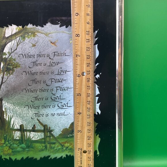 Kafka Screened Etching Metal Foil Silhouette Faith Love Inspirational Framed Art - Picture 5 of 10